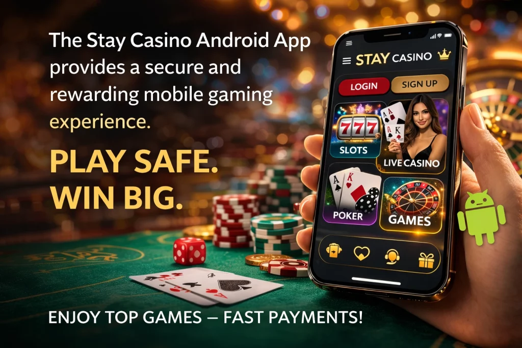 Stay Casino Android App – A sleek and secure mobile gaming experience with popular games like Slots, Poker, and Live Casino. Play safe, win big!