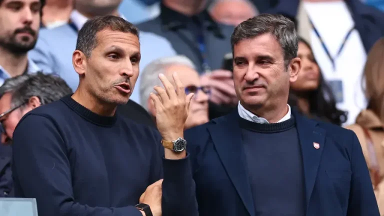 Khaldoon Al Mubarak and Ferran Soriano of Man City