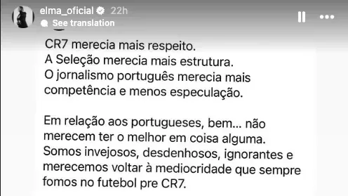 Elma Aveiro Ronaldo statement
